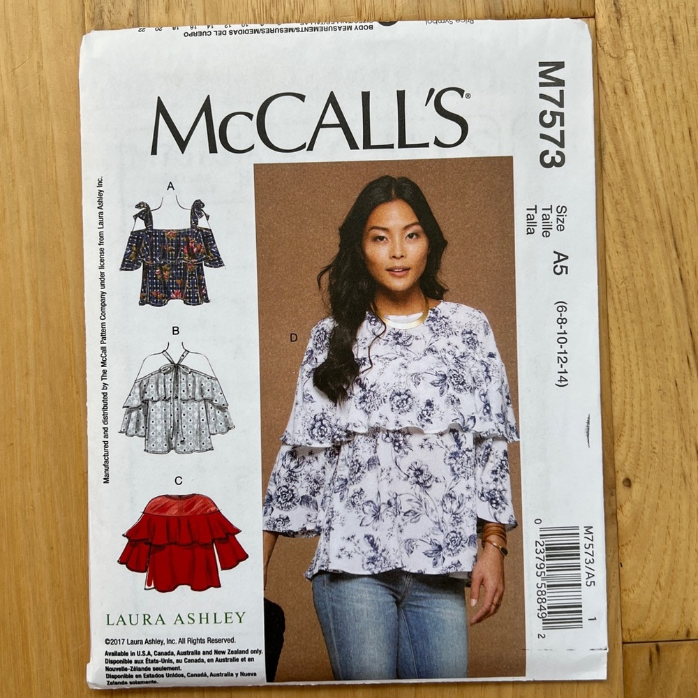 McCalls 7573 Laura Ashley Sewing Pattern